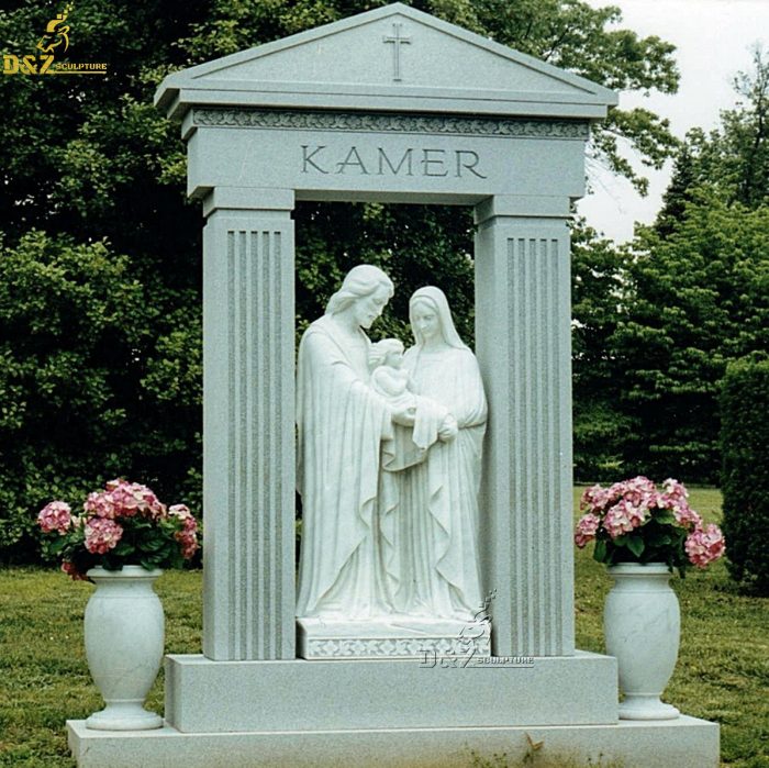 Carved white marble stone Catholic religious Holy family statue DZM-1009