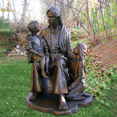 Chinese factory catholic religious sculpture bronze jesus with children ...