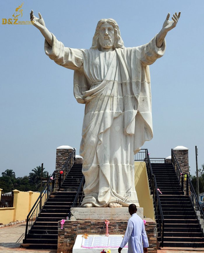 Church White Giant Marble Jesus Statue Open Arms DZM-1015