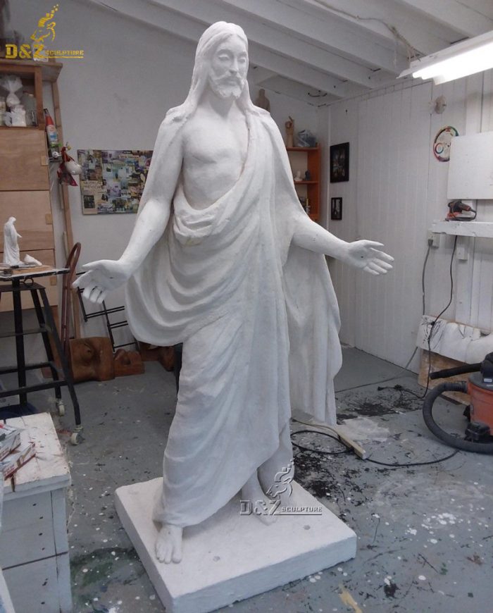 Factory Custom Jesus Christ sculpture Come unto me figurine White Cultured Marble Christus Statue DZM-1013