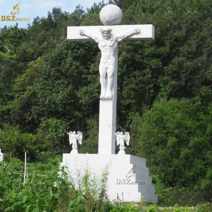 Modern design Hand Carved Stone Carving Jesus Christ Cross Statue Sculpture DZM-1044