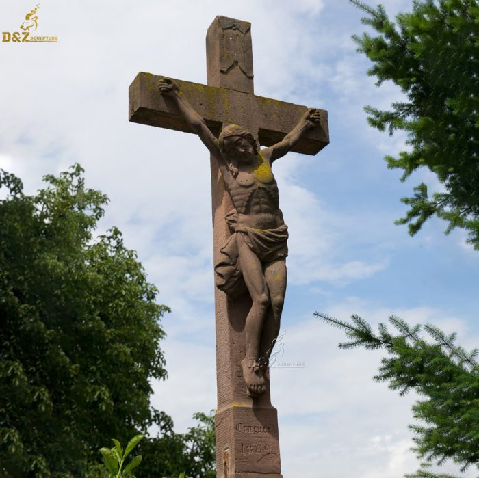 Outdoor Large Sculpture Jesus Cross with Marble Sculpture Monument DZM-1010