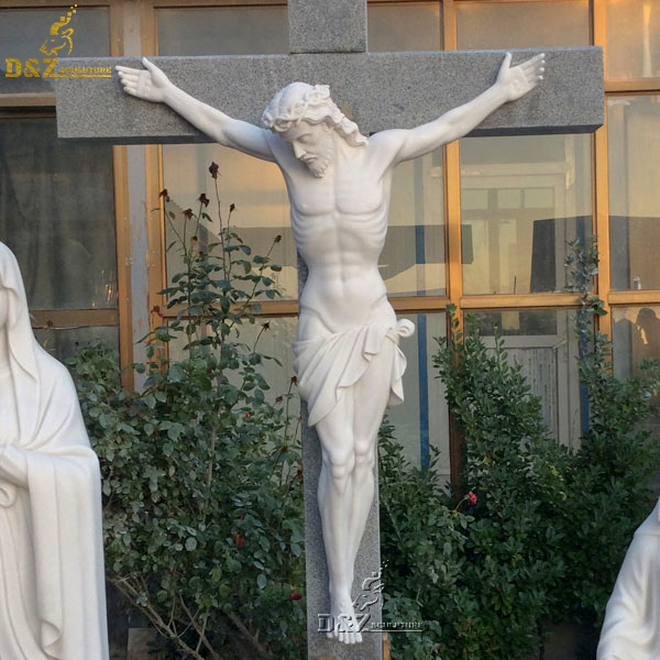 The Crucifixion Of Jesus Christ On The Cross Marble Religious Statues