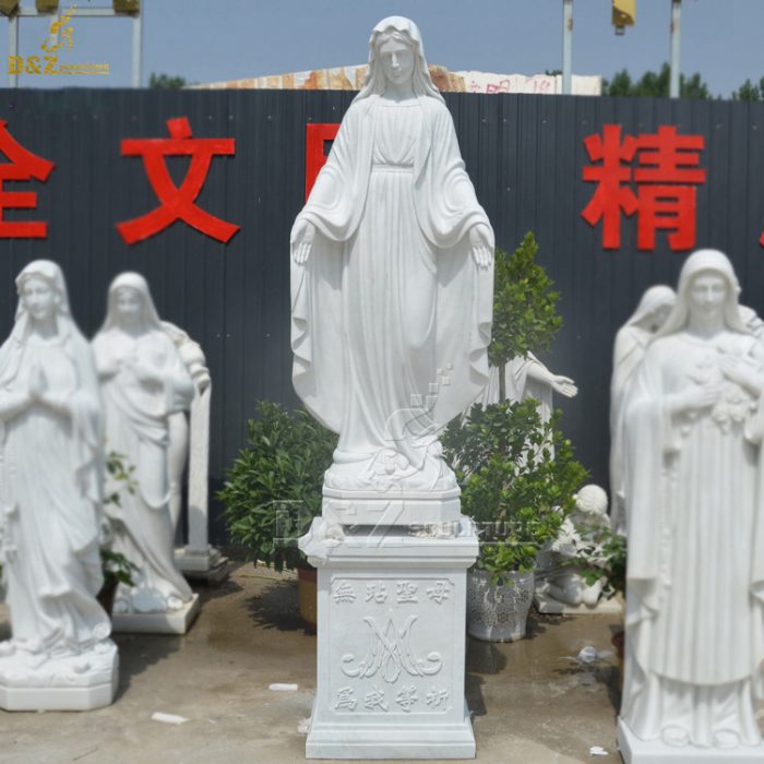 100% hand carved religious sculpture life size natural white marble Virgin Mary statue on sale DZM-1326