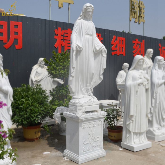 100% hand carved religious sculpture life size natural white marble Virgin Mary statue on sale DZM-1326