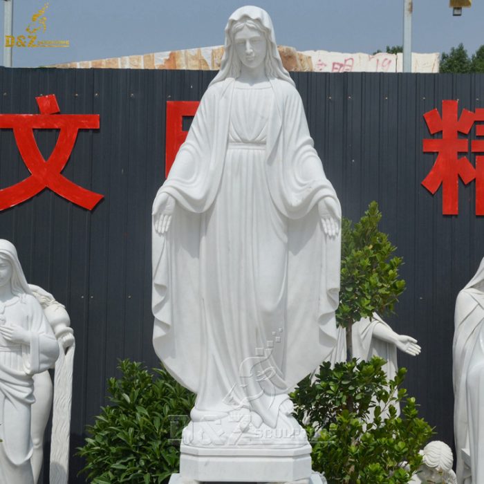 100% hand carved religious sculpture life size natural white marble Virgin Mary statue on sale DZM-1326