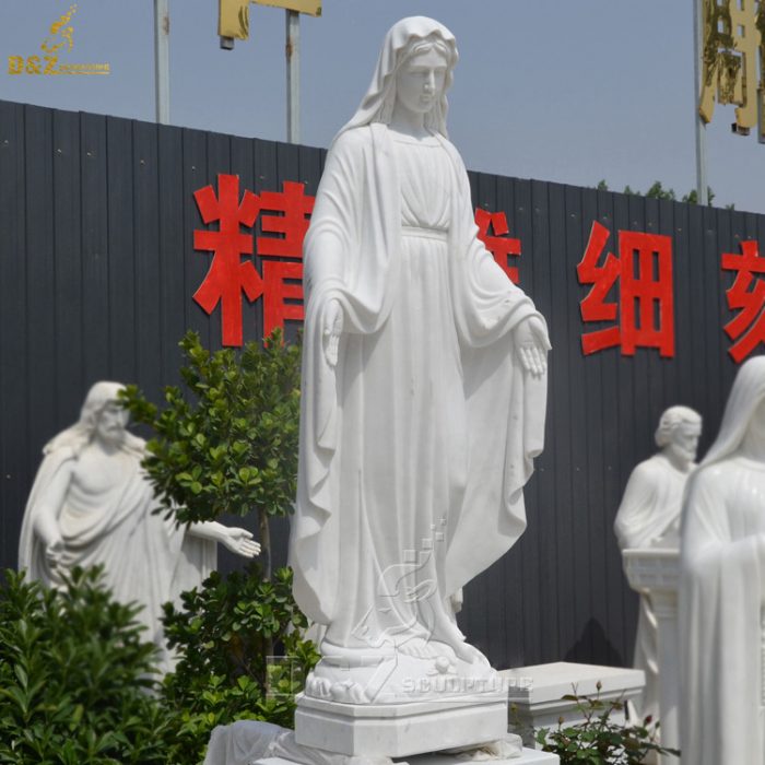 100% hand carved religious sculpture life size natural white marble Virgin Mary statue on sale DZM-1326