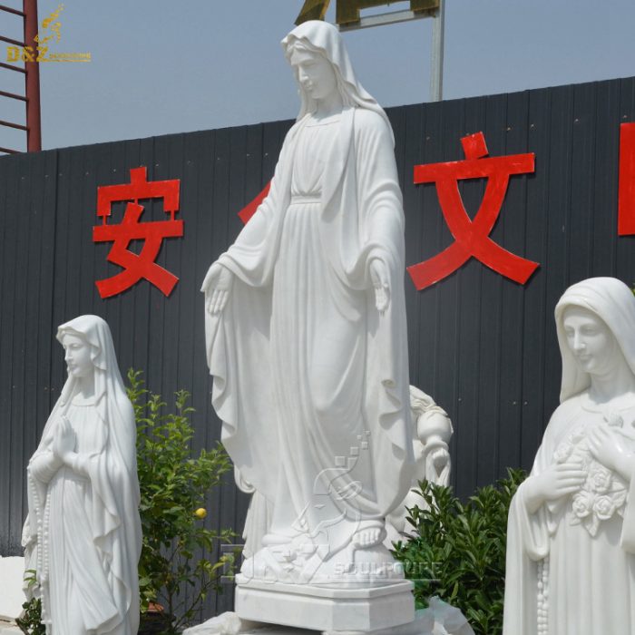 100% hand carved religious sculpture life size natural white marble Virgin Mary statue on sale DZM-1326