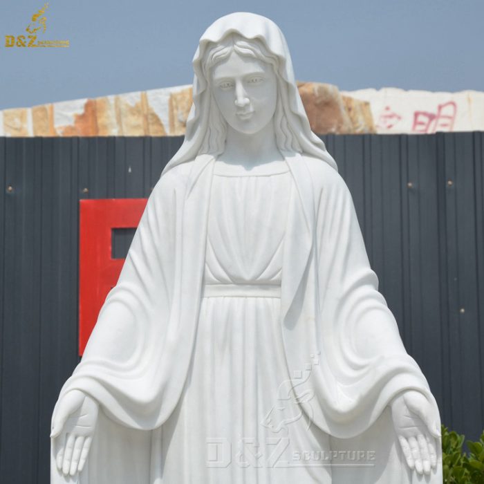 100% hand carved religious sculpture life size natural white marble Virgin Mary statue on sale DZM-1326