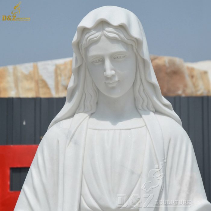 100% hand carved religious sculpture life size natural white marble Virgin Mary statue on sale DZM-1326