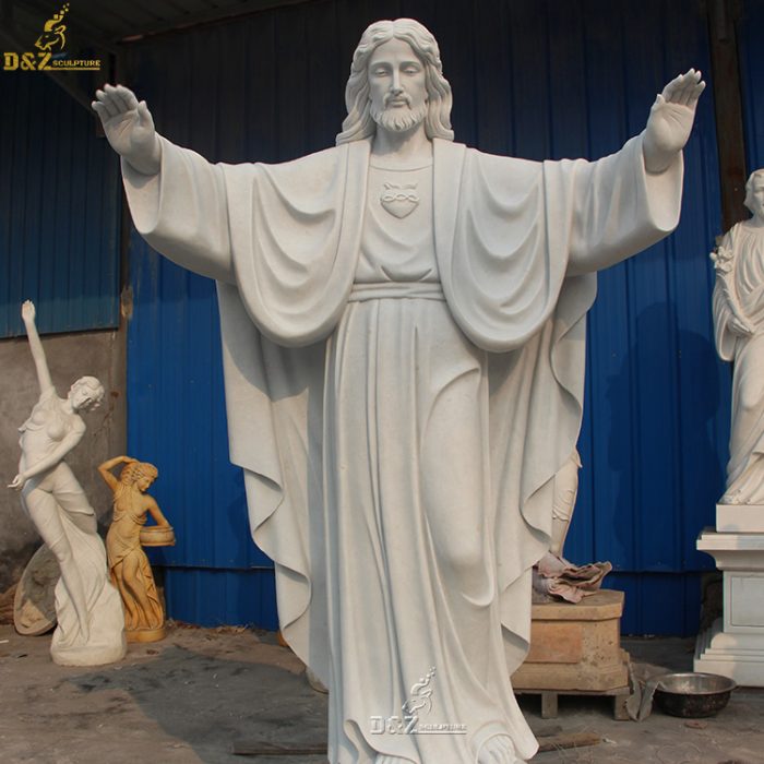 All kinds of religious items white marble high polished famous jesus opening arms DZM-1266