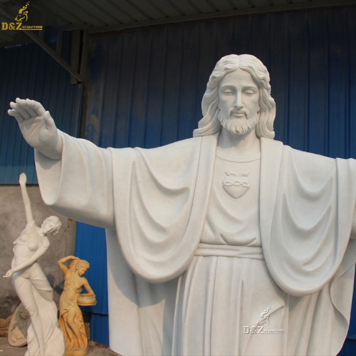 All kinds of religious items white marble high polished famous jesus opening arms DZM-1266