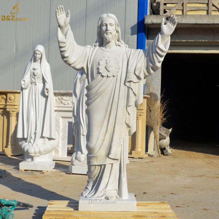 Carved Garden Religious Natural White Marble Jesus Statues DZM-1268