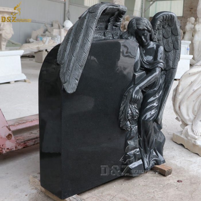 Cemetery Sitting Weeping Angel Granite Tombstone For sell DZM-1302