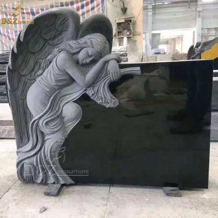 Cemetery Sitting Weeping Angel Granite Tombstone For sell DZM-1302