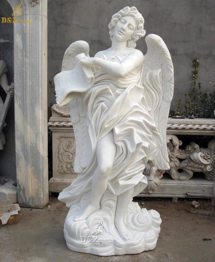 Christian Church Sculpturel Stone Carved Life Size Marble Angel Statue DZM-1234