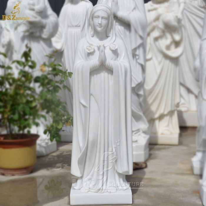 Church Religion White Marble Hand Carved Blessed Virgin Mary Statues DZM-1332