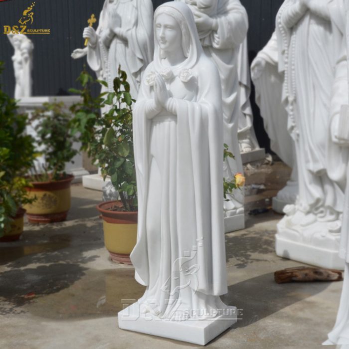 Church Religion White Marble Hand Carved Blessed Virgin Mary Statues DZM-1332