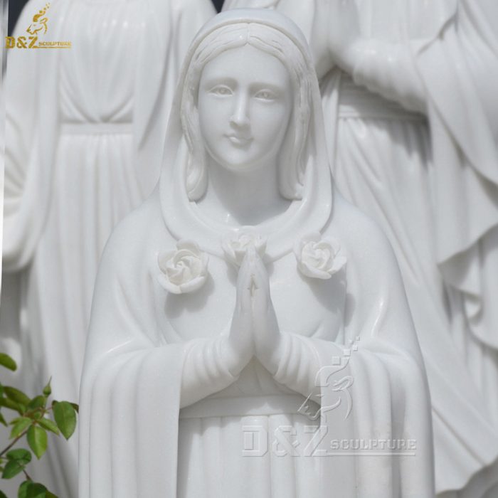 Church Religion White Marble Hand Carved Blessed Virgin Mary Statues DZM-1332