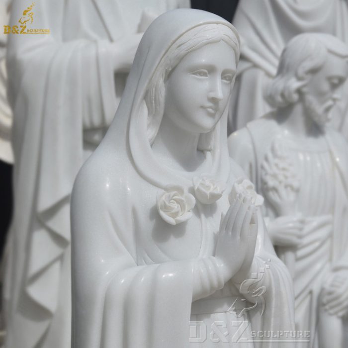 Church Religion White Marble Hand Carved Blessed Virgin Mary Statues DZM-1332