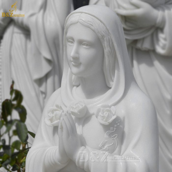 Church Religion White Marble Hand Carved Blessed Virgin Mary Statues DZM-1332