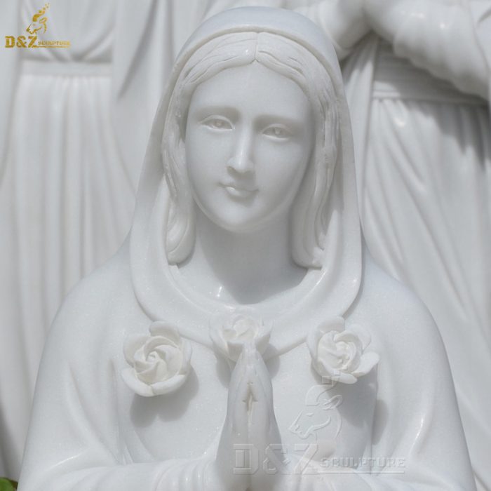 Church Religion White Marble Hand Carved Blessed Virgin Mary Statues DZM-1332