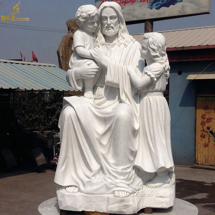 Classic life size marble jesus with children statue DZM-1270