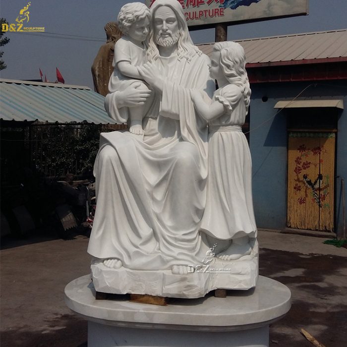 Classic life size marble jesus with children statue DZM-1270