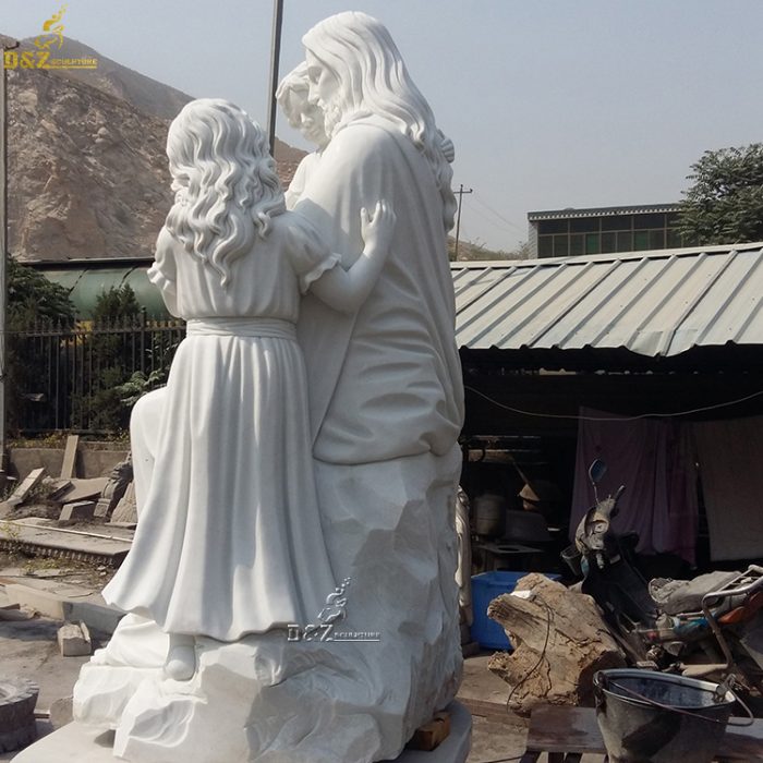 Classic life size marble jesus with children statue DZM-1270