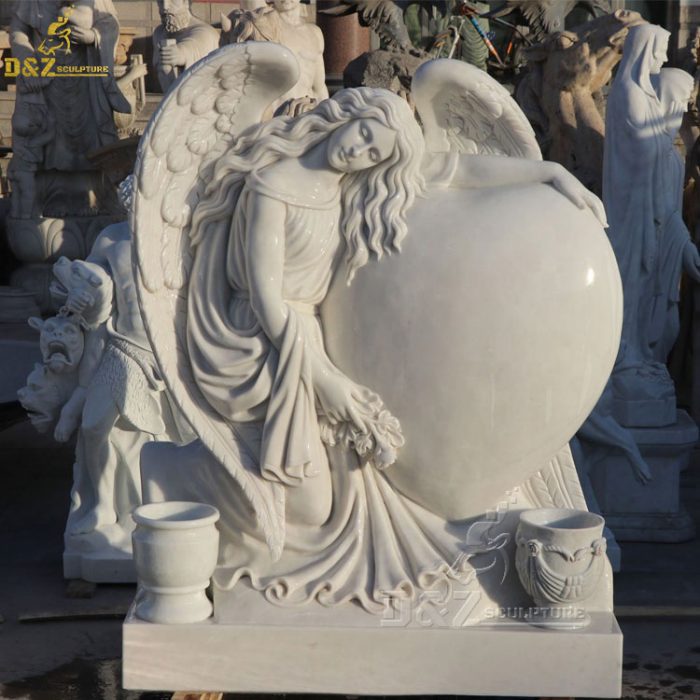 Custom-made stone carved marble angel heart engraving headstone monument tombstone designs DZM-1308