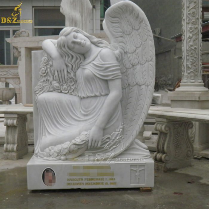 Customized Hand Carved Angel Marble Tombstone DZB-1306