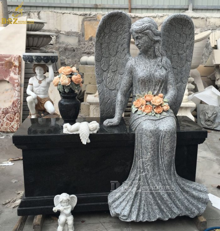 Customized Marble Angel Memorial Stones For Graves DZM-1307