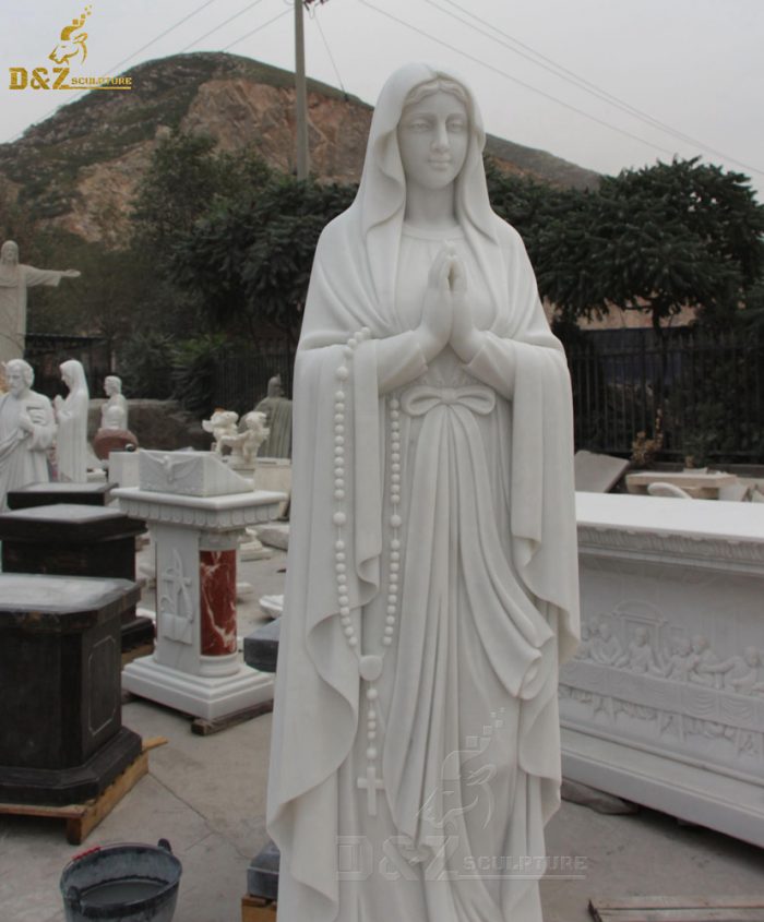 European Western Outdoor Garden Religious White Marble Saint Sculpture Church Life Size Mother Of God Virgin Mary Statues DZM-1336