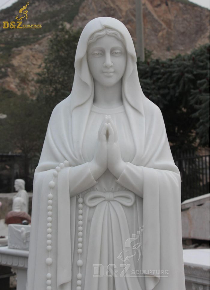 European Western Outdoor Garden Religious White Marble Saint Sculpture Church Life Size Mother Of God Virgin Mary Statues DZM-1336