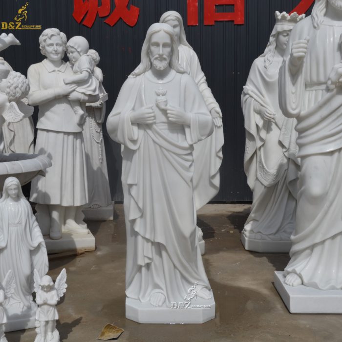 Factory Custom Marble Life Size Jesus Statue Religious Sculpture DZM-1275