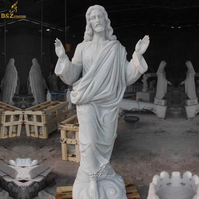 Factory Supply White stone Jesus statue sculpture DZM-1276