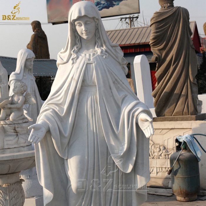 Factory direct supply good price white color solid marble mary statues DZM-1337