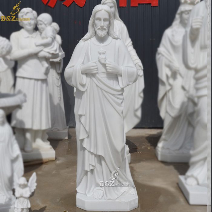 Famous natural stone sculpture marble statue hande carved Jesus Christ statue in white marble DZM-1277