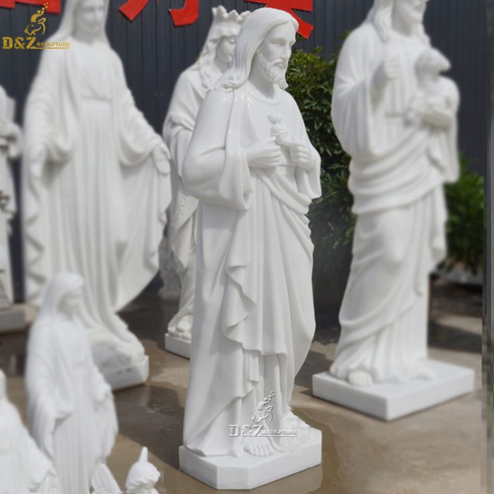 Famous natural stone sculpture marble statue hande carved Jesus Christ statue in white marble DZM-1277