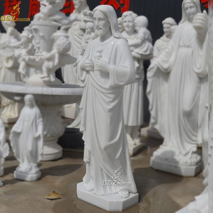 Famous natural stone sculpture marble statue hande carved Jesus Christ statue in white marble DZM-1277