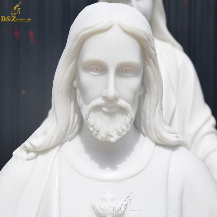 Famous natural stone sculpture marble statue hande carved Jesus Christ statue in white marble DZM-1277