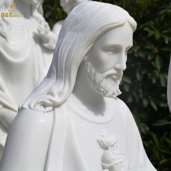 Famous natural stone sculpture marble statue hande carved Jesus Christ statue in white marble DZM-1277