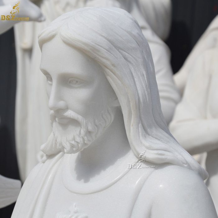 Famous natural stone sculpture marble statue hande carved Jesus Christ statue in white marble DZM-1277