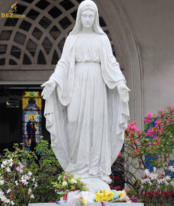 Garden Church decoration Religious statue Life Size White Marble Virgin Mary Statue outdoor DZM-1135