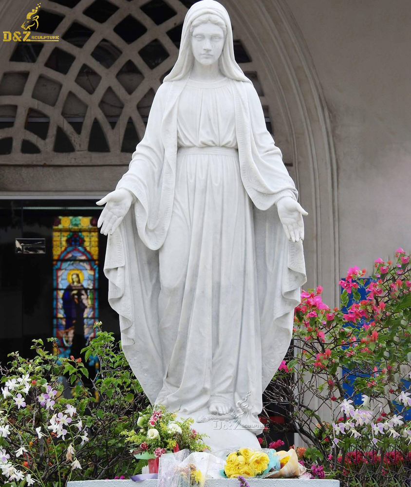 Garden Church decoration Religious statue Life Size White Marble Virgin ...