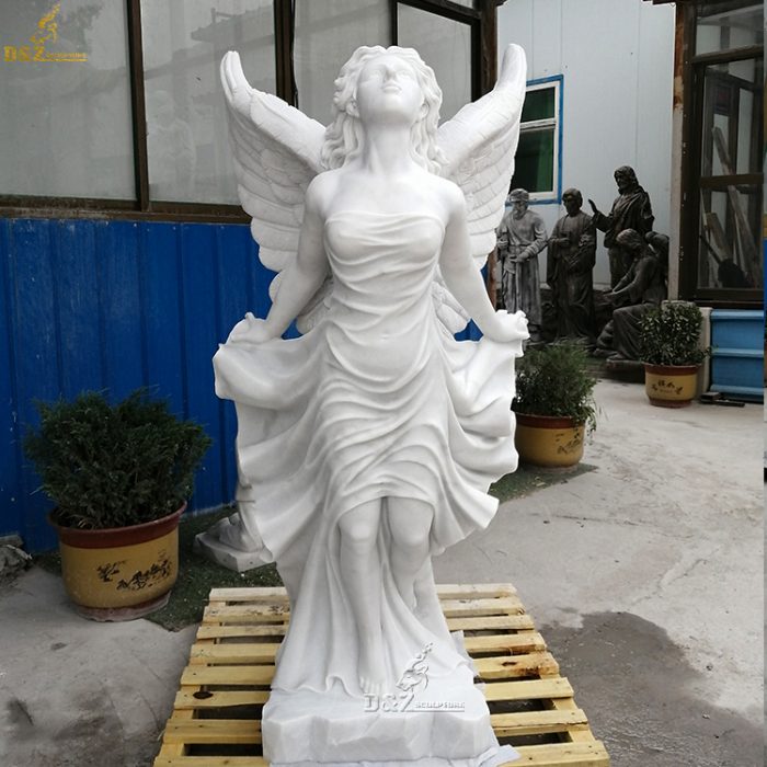 Garden Natural Marble Flying Angel Statue for Sale DZM-1241