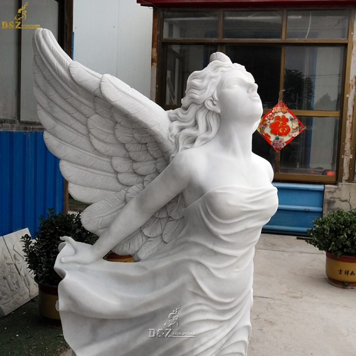 Garden Natural Marble Flying Angel Statue for Sale DZM-1241