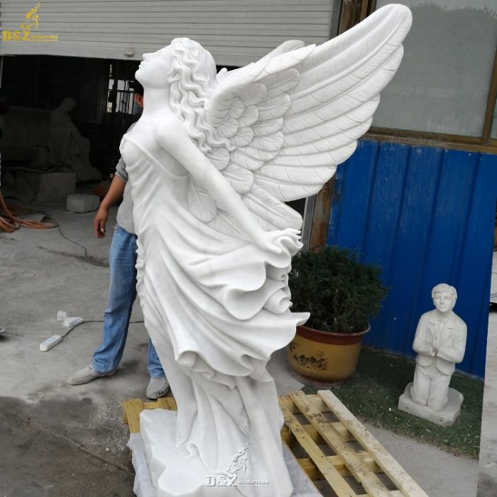 Garden Natural Marble Flying Angel Statue for Sale DZM-1241