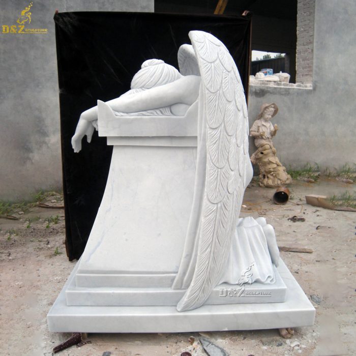 Hand Carved Large Marble Sculpture Carrara White Marble Angel of Grief Statues DZM-1229