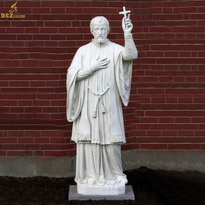 Hand Carved White Marble Statue of Saint Francis of Assisi for Sale DZM-1096